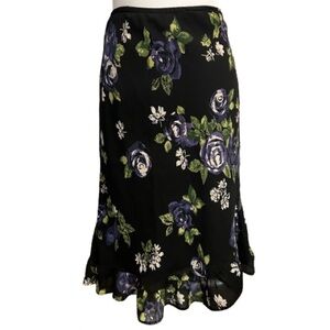 Vintage 90s Worthington Floral Skirt Whimsigoth Dark Romance Sheer Size 12